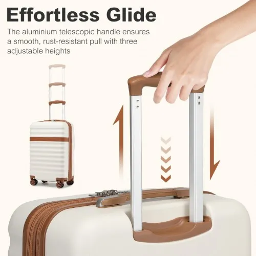 Kono 28 Inch Expandable Lightweight Hard Shell Check-In Suitcase with TSA Lock - Cream And Brown