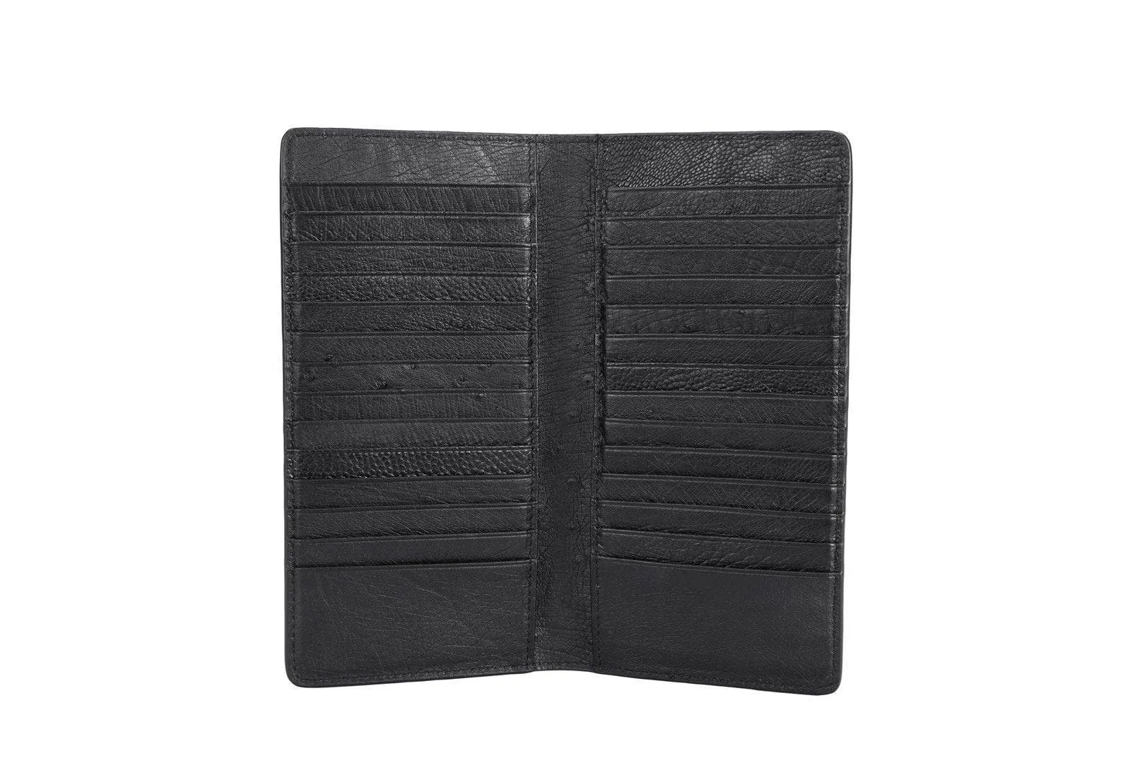Mens Ostrich Leather Large Volumn Credit Card Clutch Wallet Bags