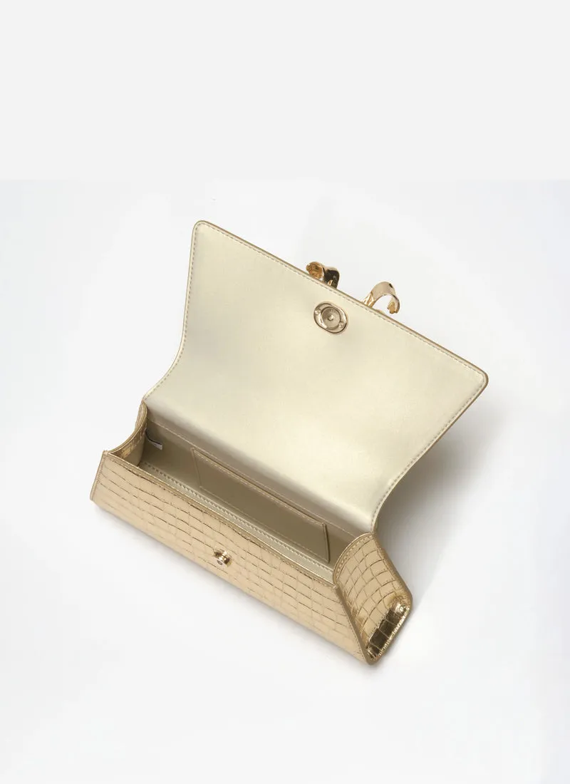 Metallic Bow Mini Shoulder Bag