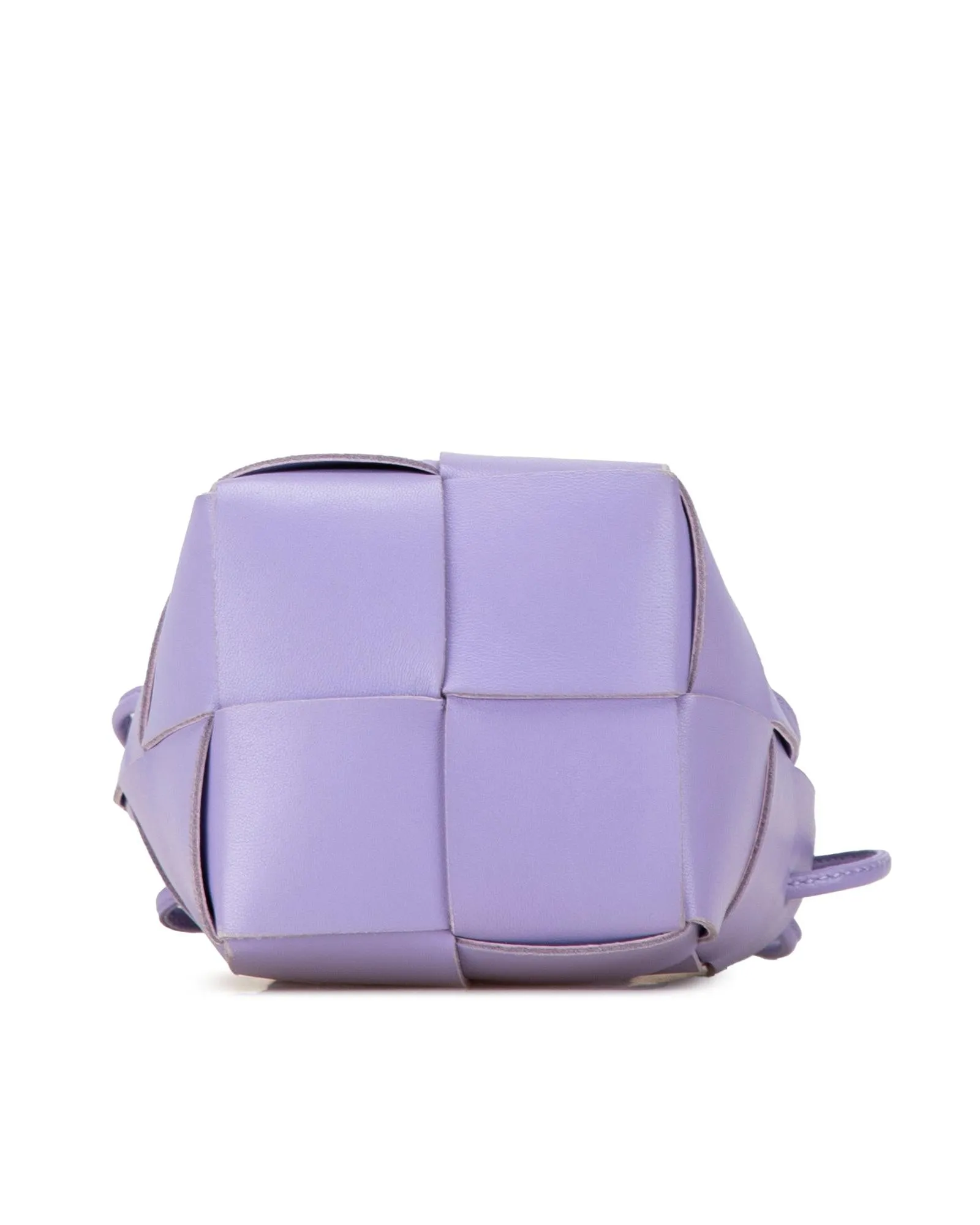 Mini Nappa Intrecciato Woven Leather Bucket Bag with Drawstring Closure
