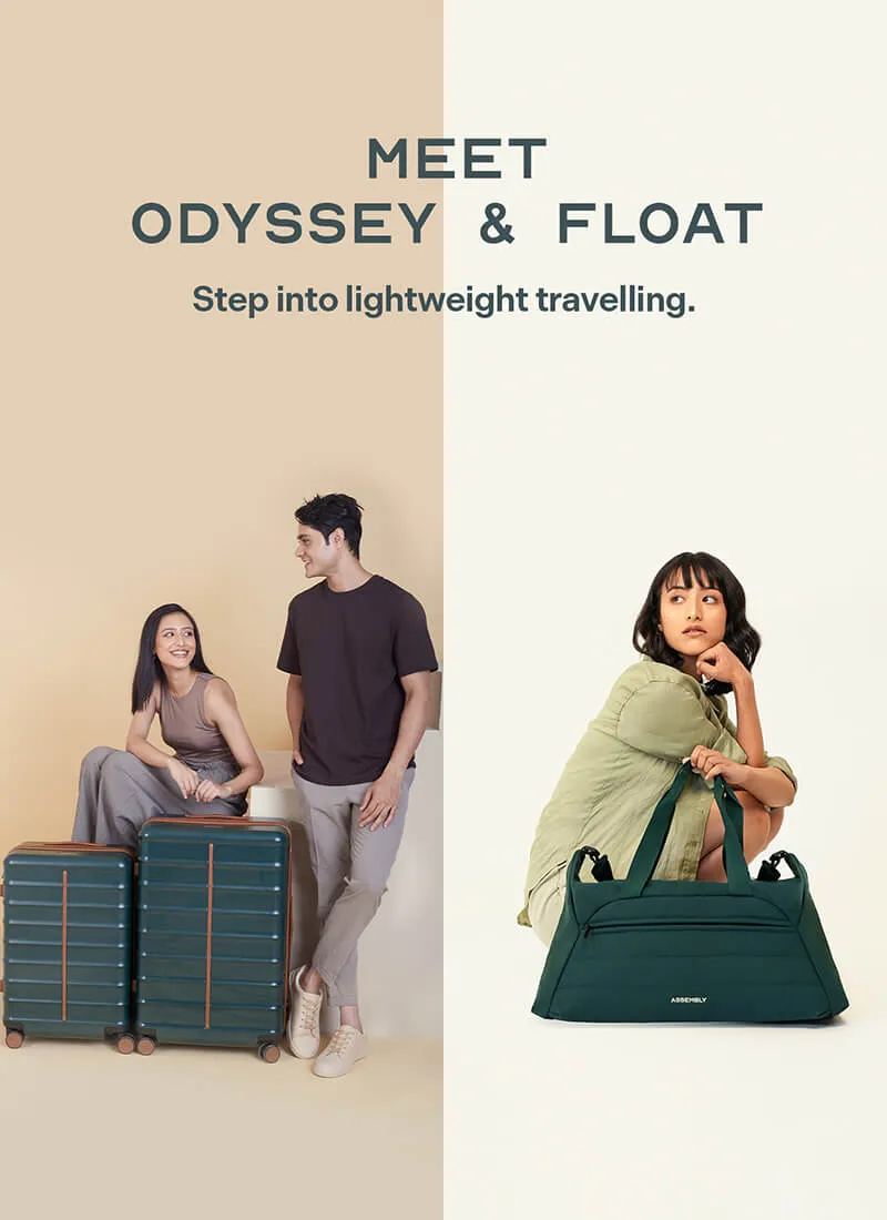 Odyssey Set of 2 & Float Duffle Combo | Forest Green | Medium Large Hard Luggage & Duffle