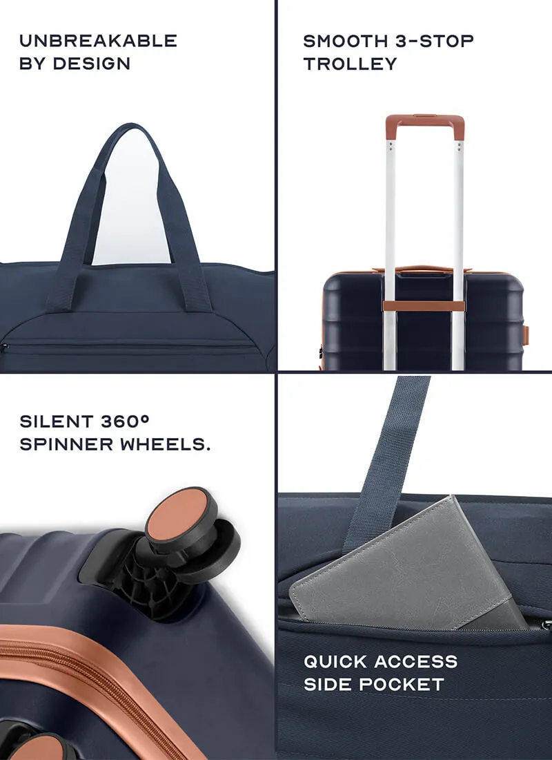 Odyssey Set of 3 & Float Duffle Combo | Ocean Blue | Cab Med Lar Hard Luggage & Duffle