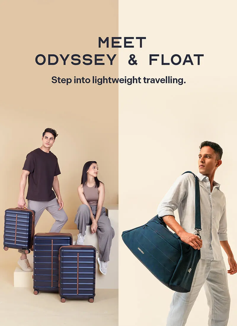 Odyssey Set of 3 & Float Duffle Combo | Ocean Blue | Cab Med Lar Hard Luggage & Duffle