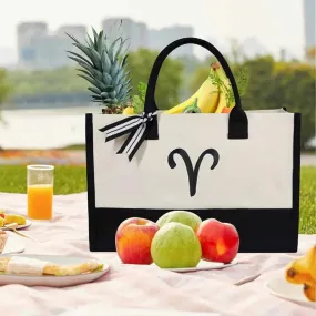 Personalized Initial Canvas Jute Bag