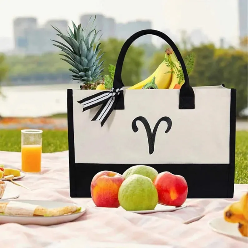 Personalized Initial Canvas Jute Bag