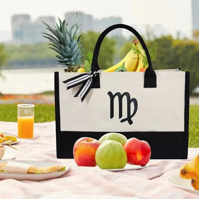 Personalized Initial Canvas Jute Bag