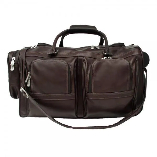 Piel Leather Duffel with Pockets On Wheels Assorted Colors