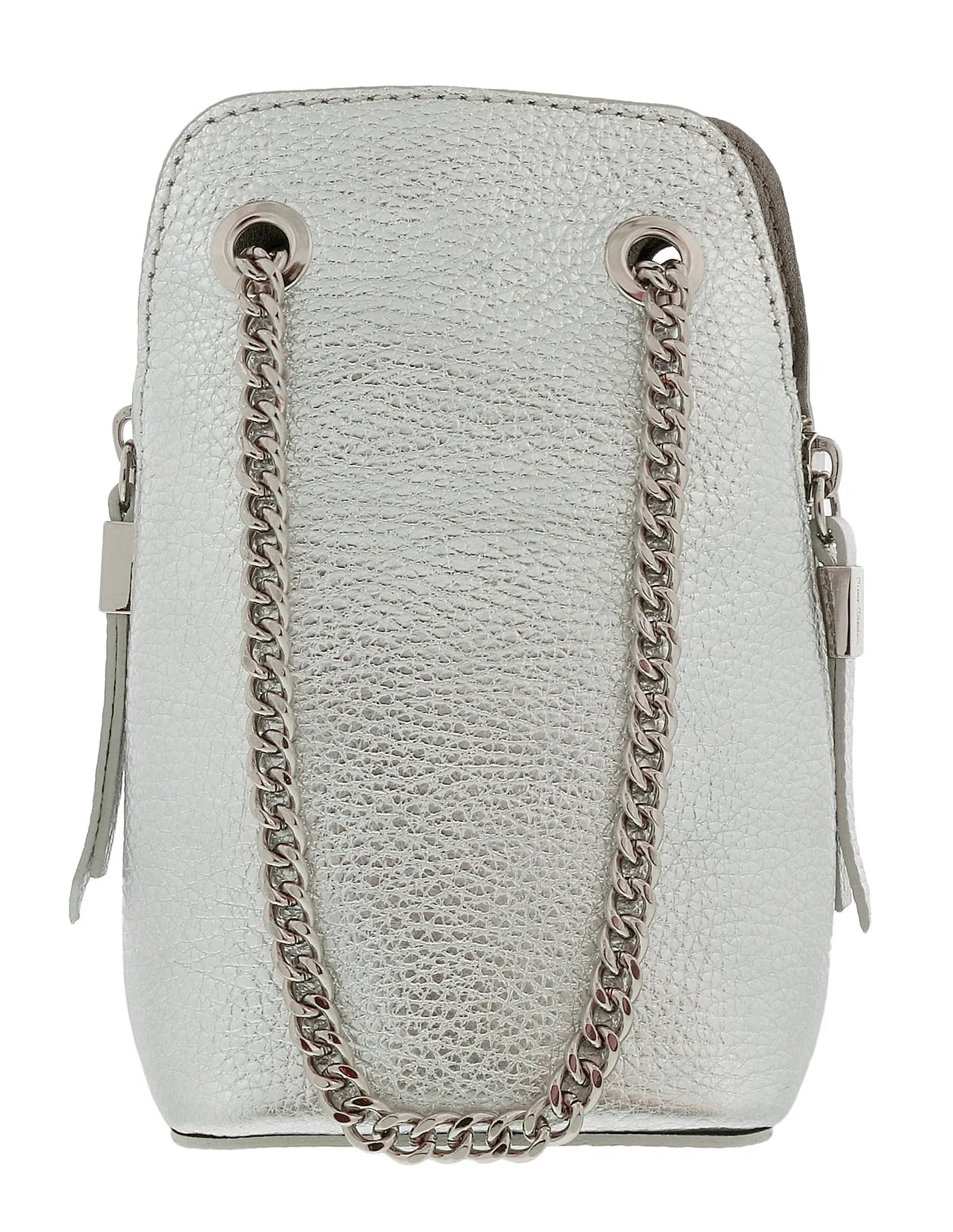 Pierre Cardin Silver Leather Curved Structured Chain Crossbody Bag