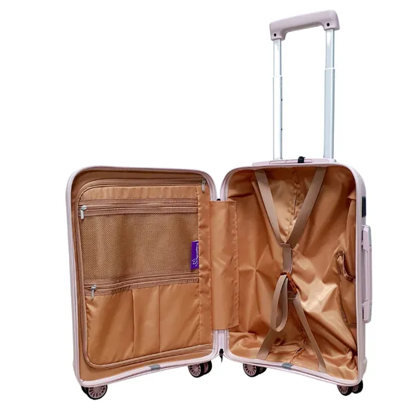 PP Hardside Travel Suitcase Luggage with 8 Spinner Wheels, Aluminum Handle, USB Port (Size 20) - TK884 - Black