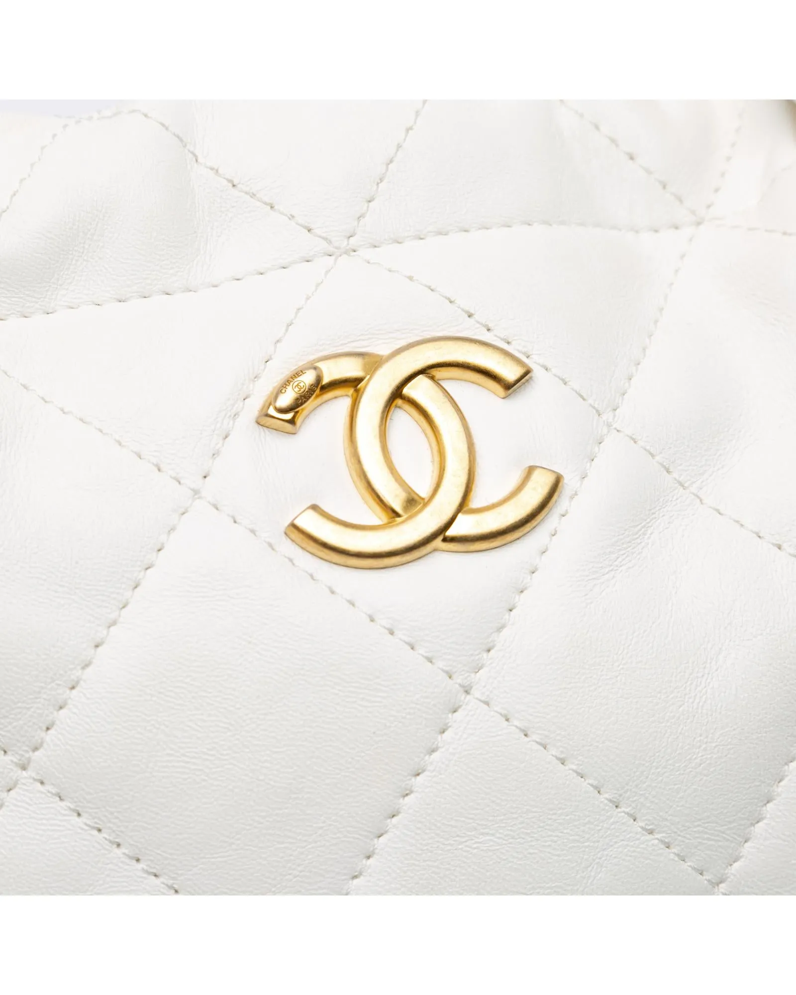Quilted Lambskin Chain Detail Bucket Bag