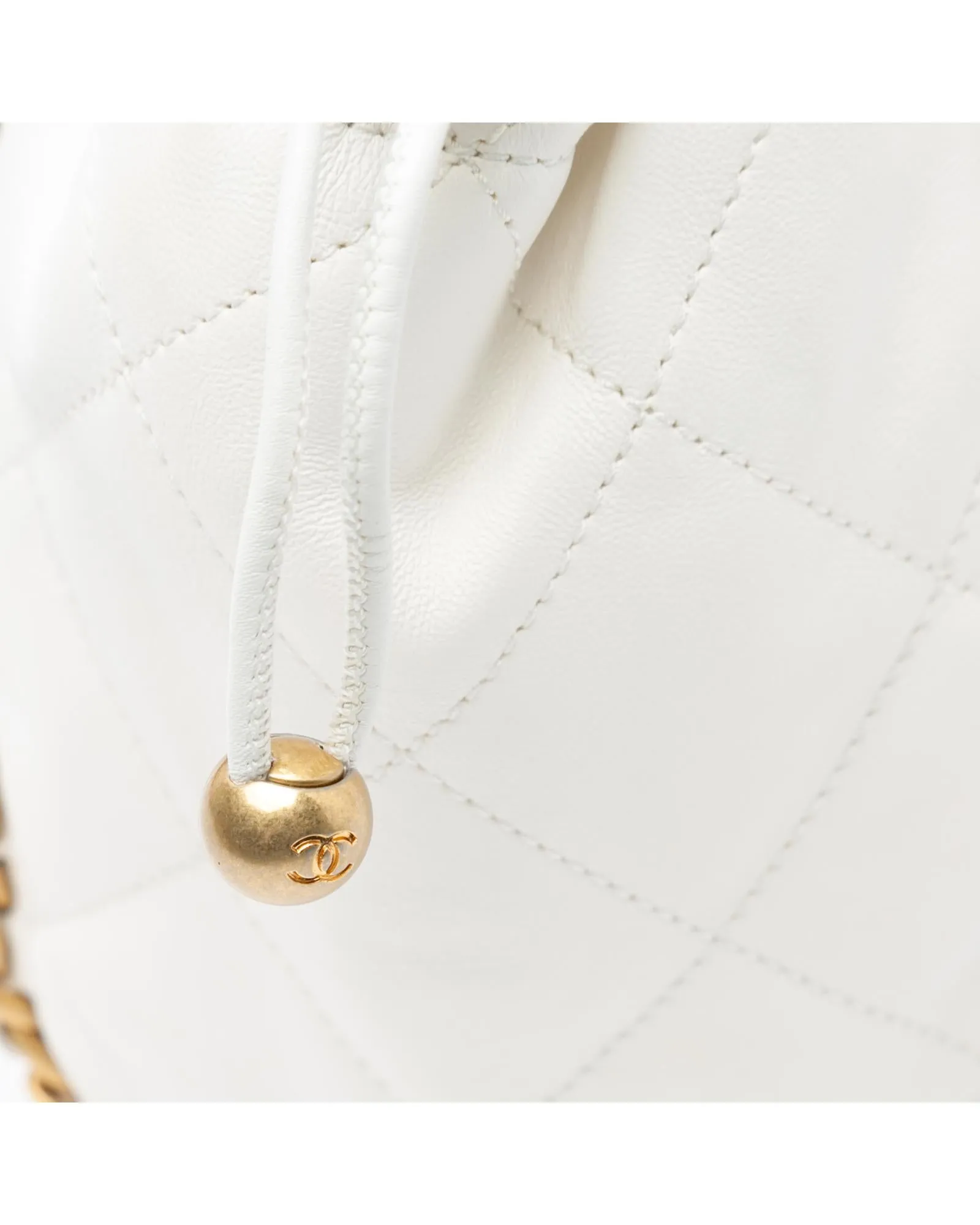 Quilted Lambskin Chain Detail Bucket Bag