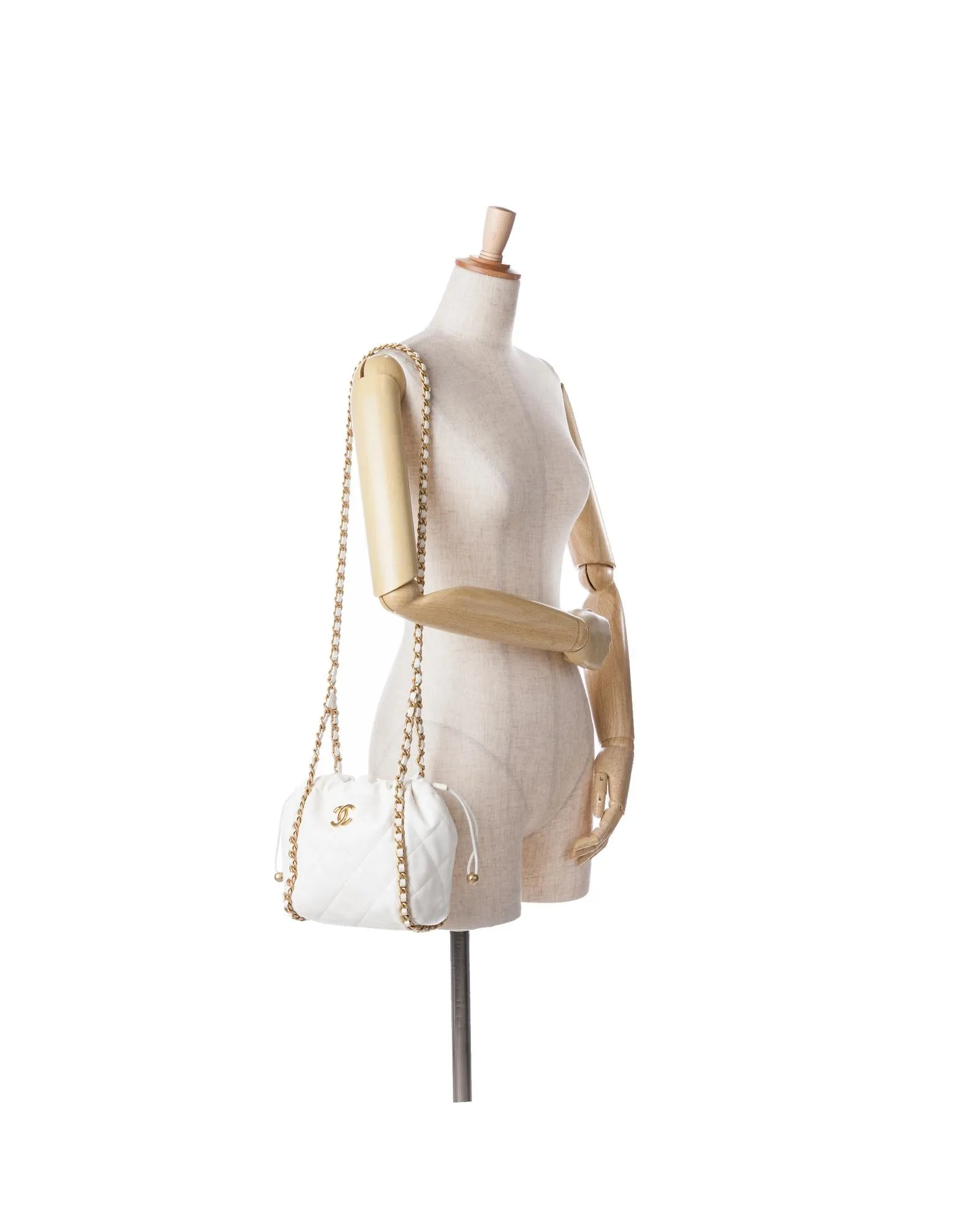 Quilted Lambskin Chain Detail Bucket Bag