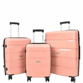 Robust Expandable 8 Wheel PP Hard Shell Suitcases Travel Bags Trolley Luggage Pluto Rose Gold