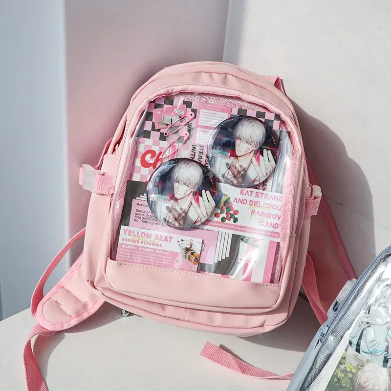 Sohiwoo Y2K Cute Mini Backpack Women Kawaii Ita Bag Sweet Girl Transparent Rucksack DIY Personality Display Knapsack Lolita Shoulder Bag