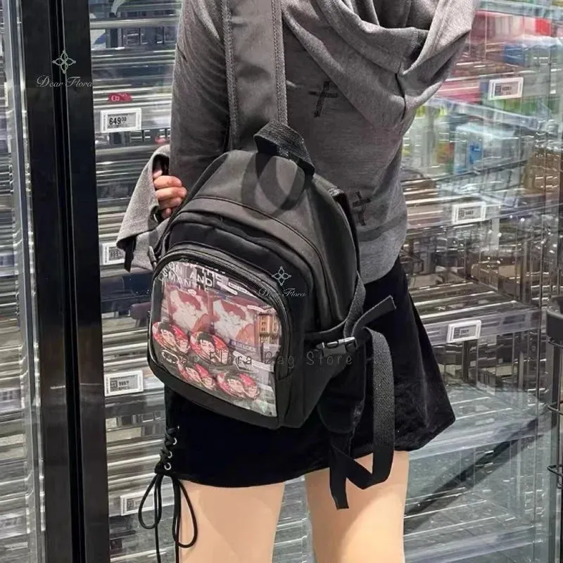 Sohiwoo Y2K Cute Mini Backpack Women Kawaii Ita Bag Sweet Girl Transparent Rucksack DIY Personality Display Knapsack Lolita Shoulder Bag