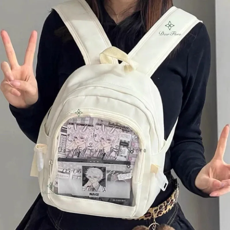 Sohiwoo Y2K Cute Mini Backpack Women Kawaii Ita Bag Sweet Girl Transparent Rucksack DIY Personality Display Knapsack Lolita Shoulder Bag