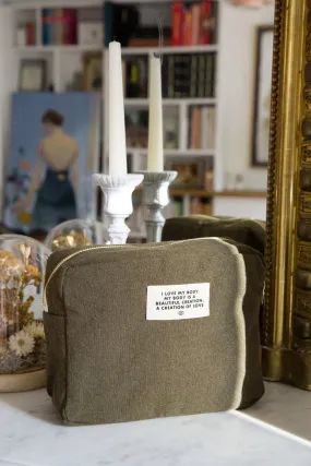 The pouch in collaboration with Lili Barbery - Recycled cotton Military Green