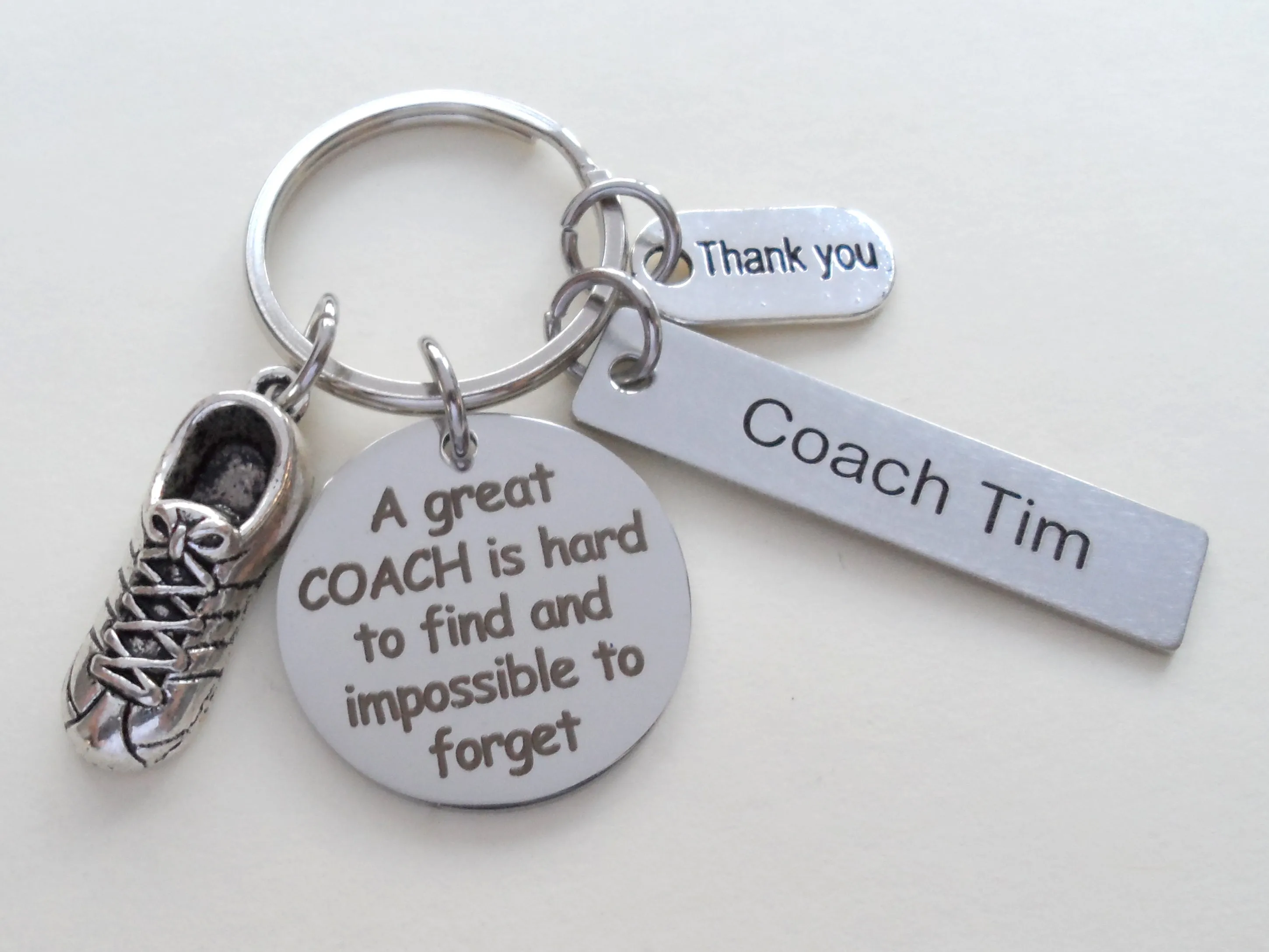 Track Coach Appreciation Gift • Engraved "A Great Coach is Impossible to Forget" Keychain | Jewelry Everyday