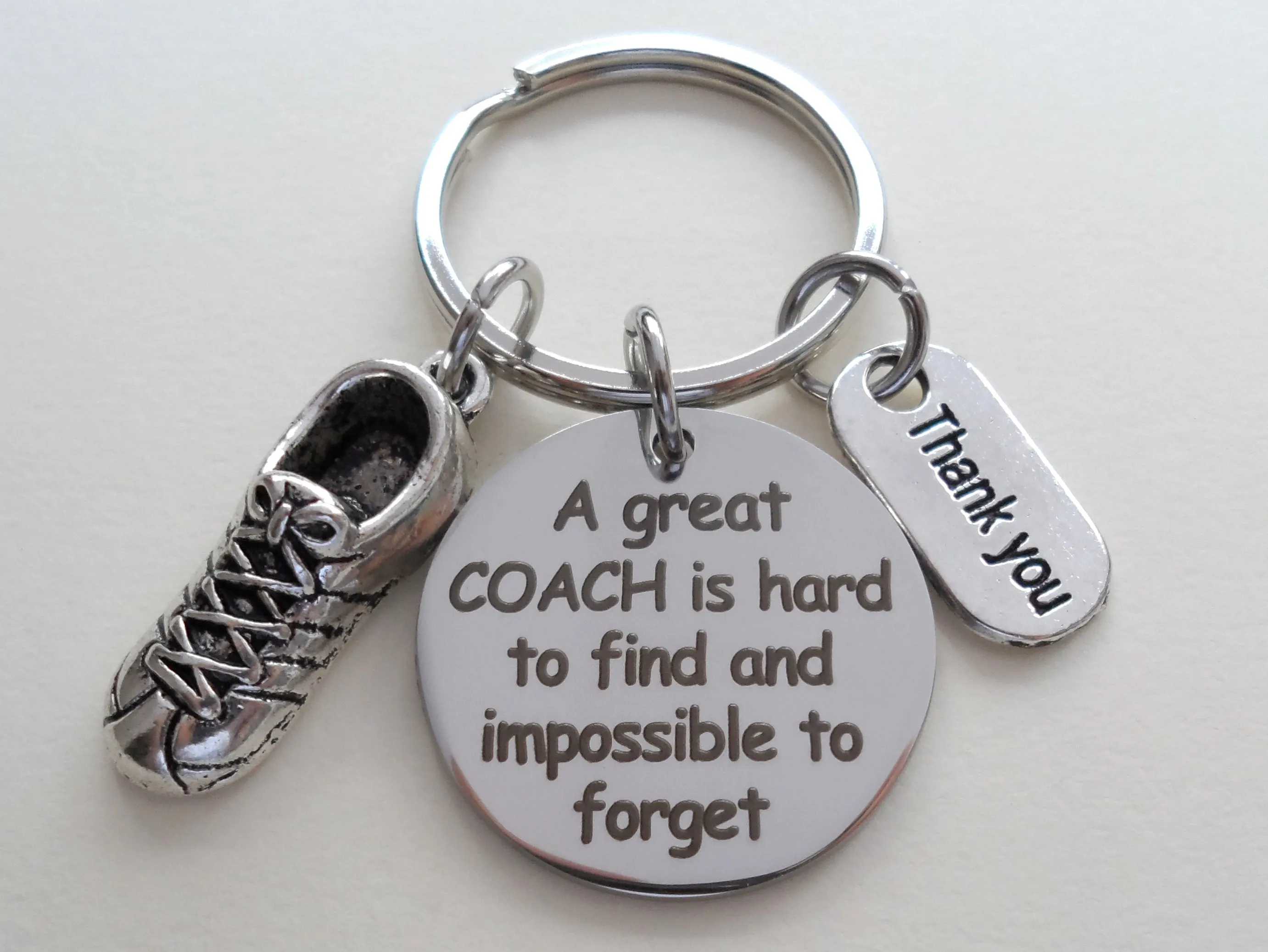 Track Coach Appreciation Gift • Engraved "A Great Coach is Impossible to Forget" Keychain | Jewelry Everyday