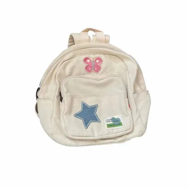 UAKISS  -  2024 Preppy Sweet Kawaii Star Schoolbags Japanese Simple Y2k Aesthetic Mini Backpacks Trendy   Casual Women Canvas Bags