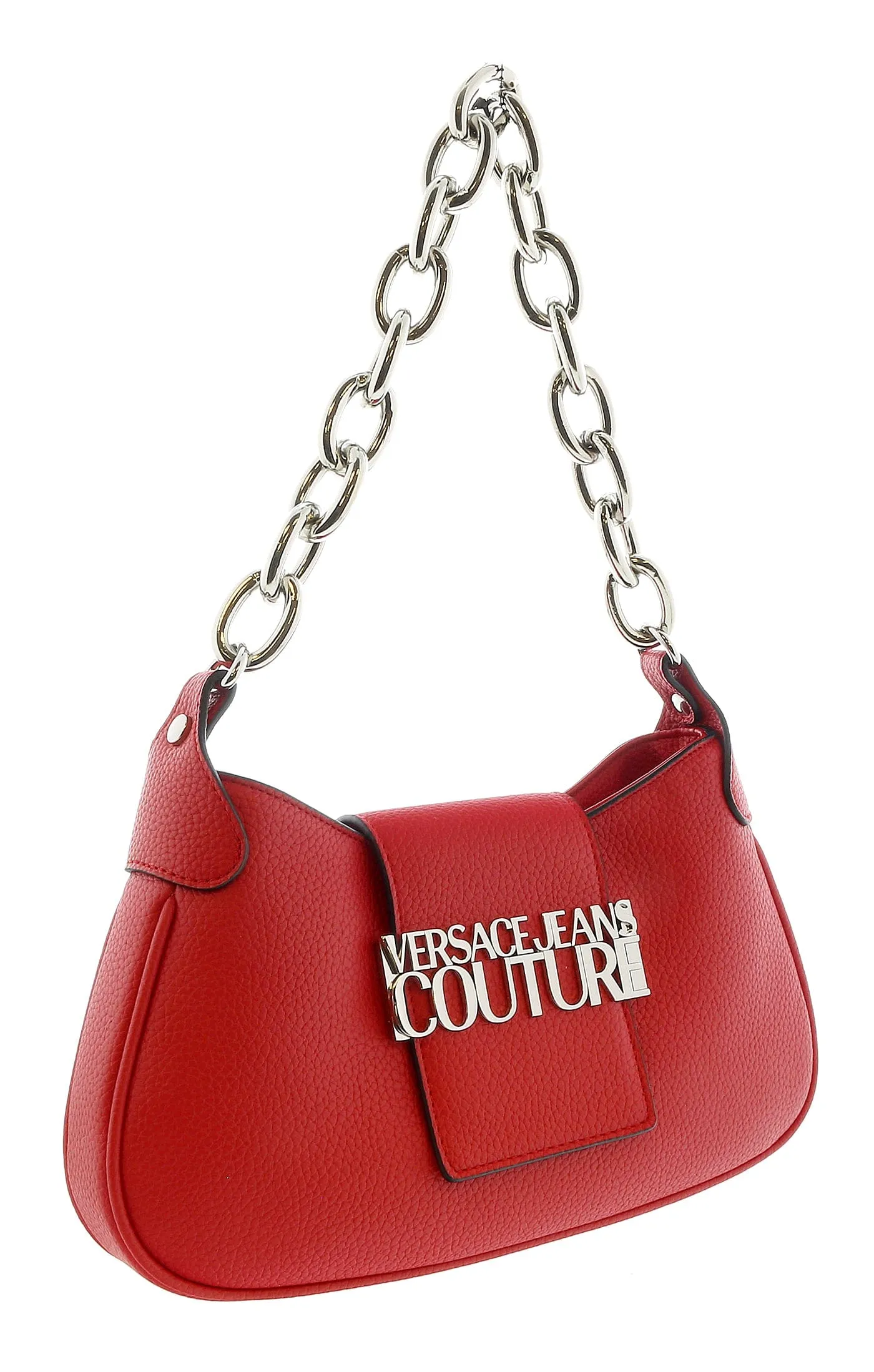 Versace Jeans Couture High Risk Red Half Moon Signature Closure Hobo Bag