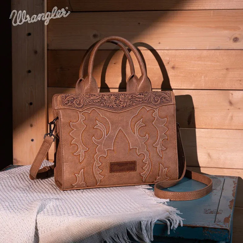 Wrangler Embroidered Boot Scroll Tote Crossbody Bag