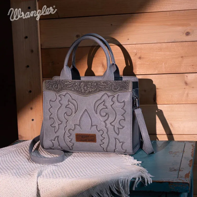 Wrangler Embroidered Boot Scroll Tote Crossbody Bag