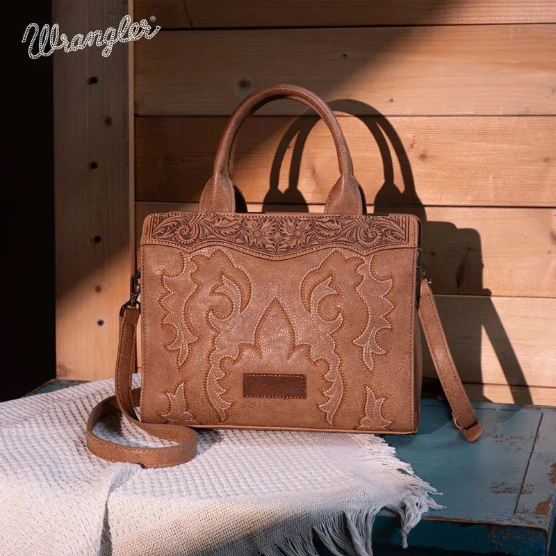 Wrangler Embroidered Boot Scroll Tote Crossbody Bag