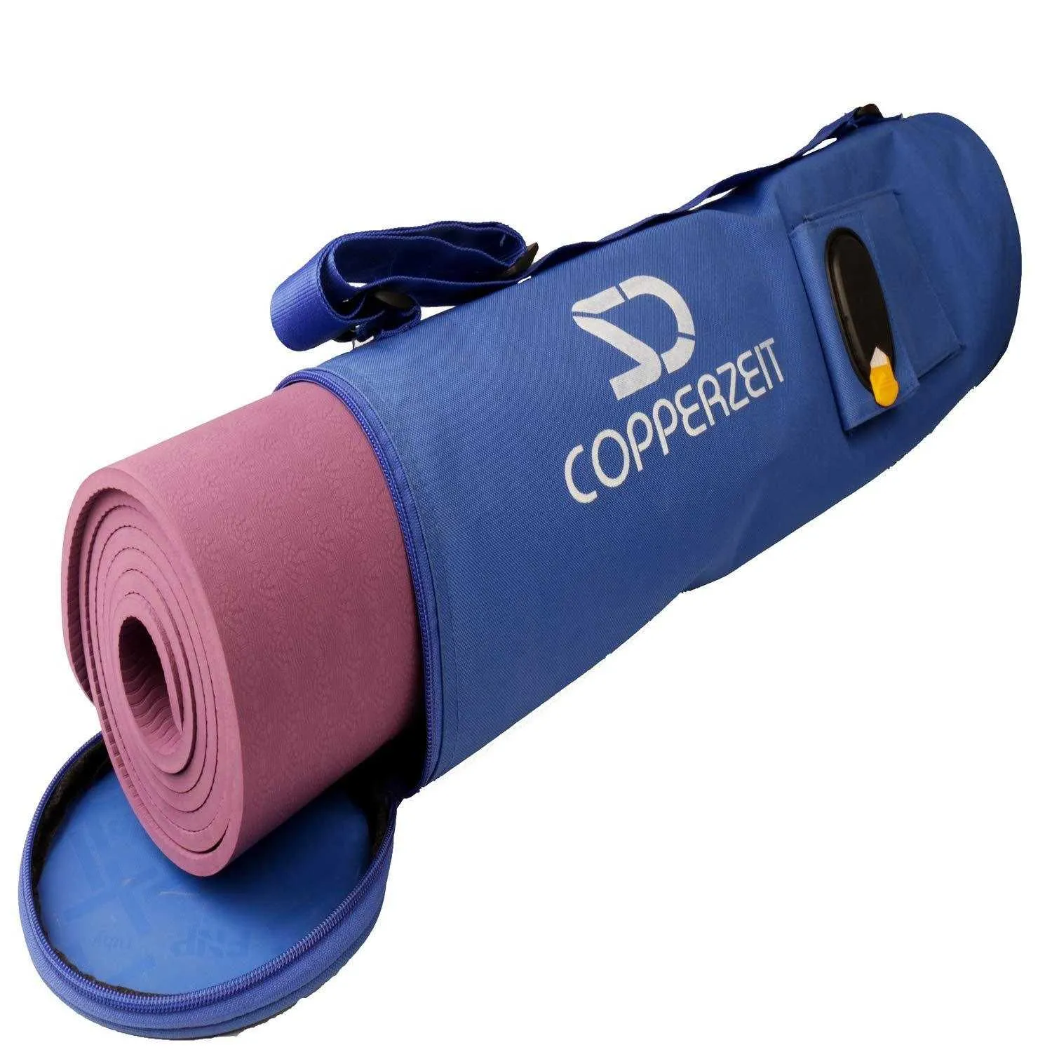 YogaMat Carry Bag with Pouch and Name Tag I Blue